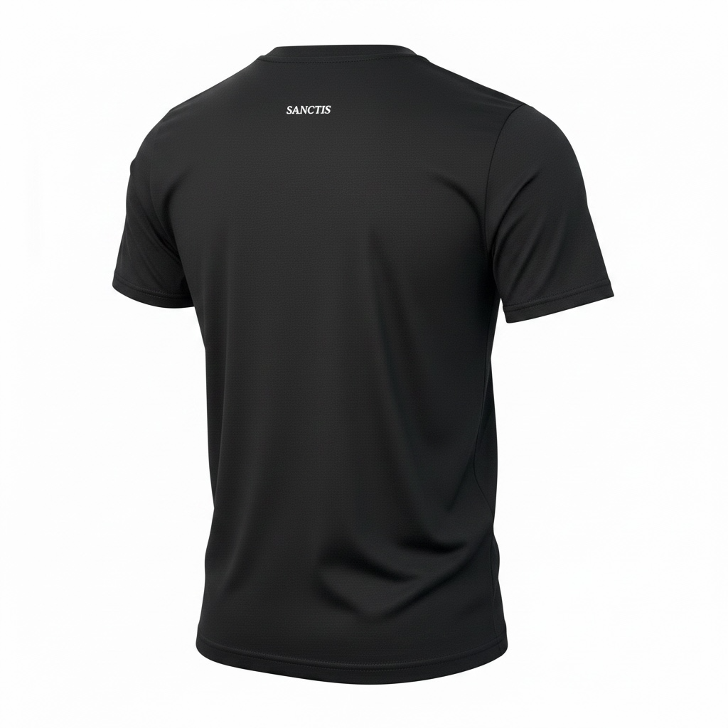 Tricou simplu maneca scurta cu broderie Sanctis Negru