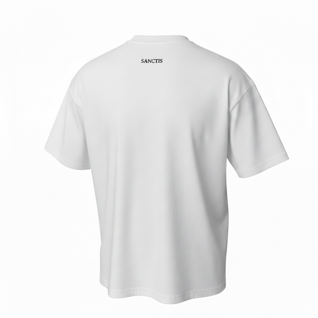 Tricou Oversize maneca scurta cu broderie Sanctis Alb