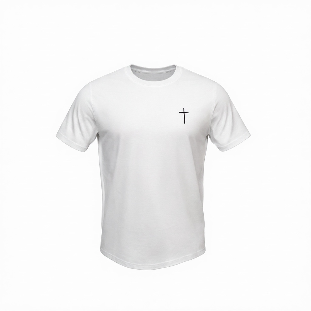 Tricou simplu maneca scurta cu broderie Sanctis Alb