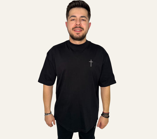 Tricou Oversize maneca scurta cu broderie Sanctis