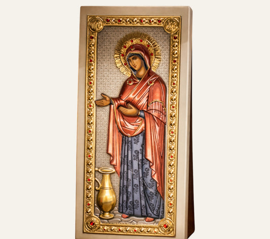 Icoana argintata Maica Domnului Gerontissa, Sporul casei(11x23) - Manastirea Vatopedi,Muntele Athos